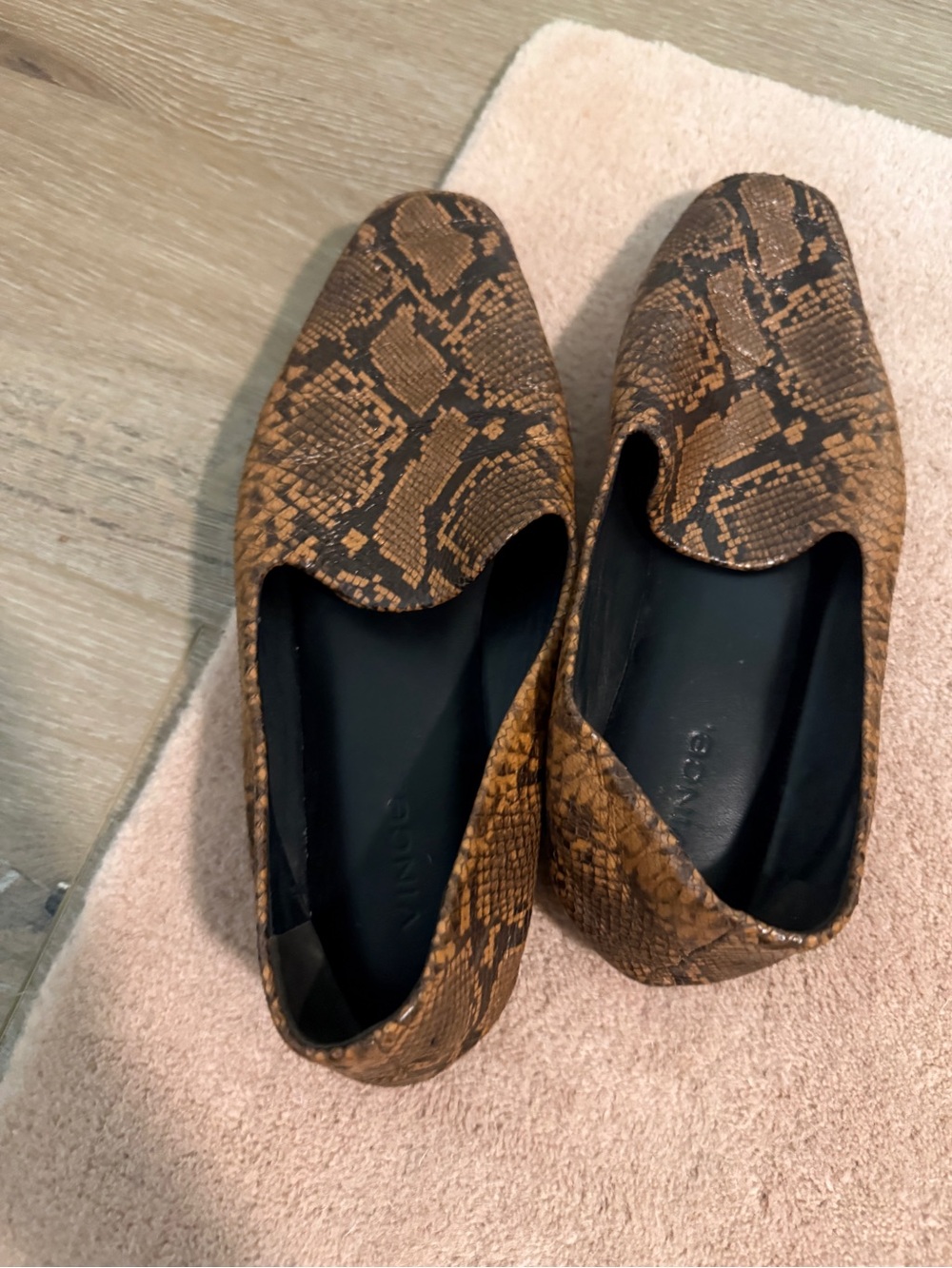 Vince Brown Snake-Print Women's Loafers
